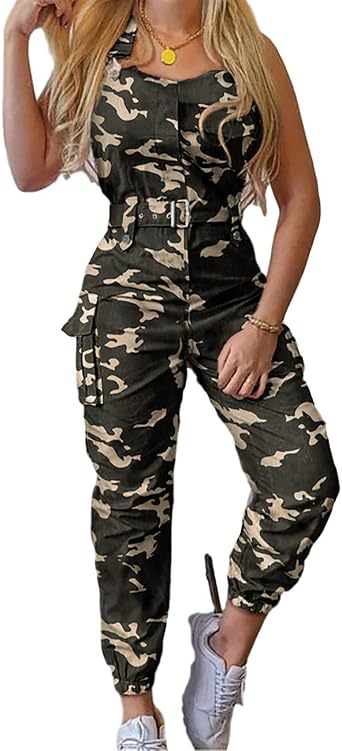 CHICME Women Suspender Jumpsuit with 