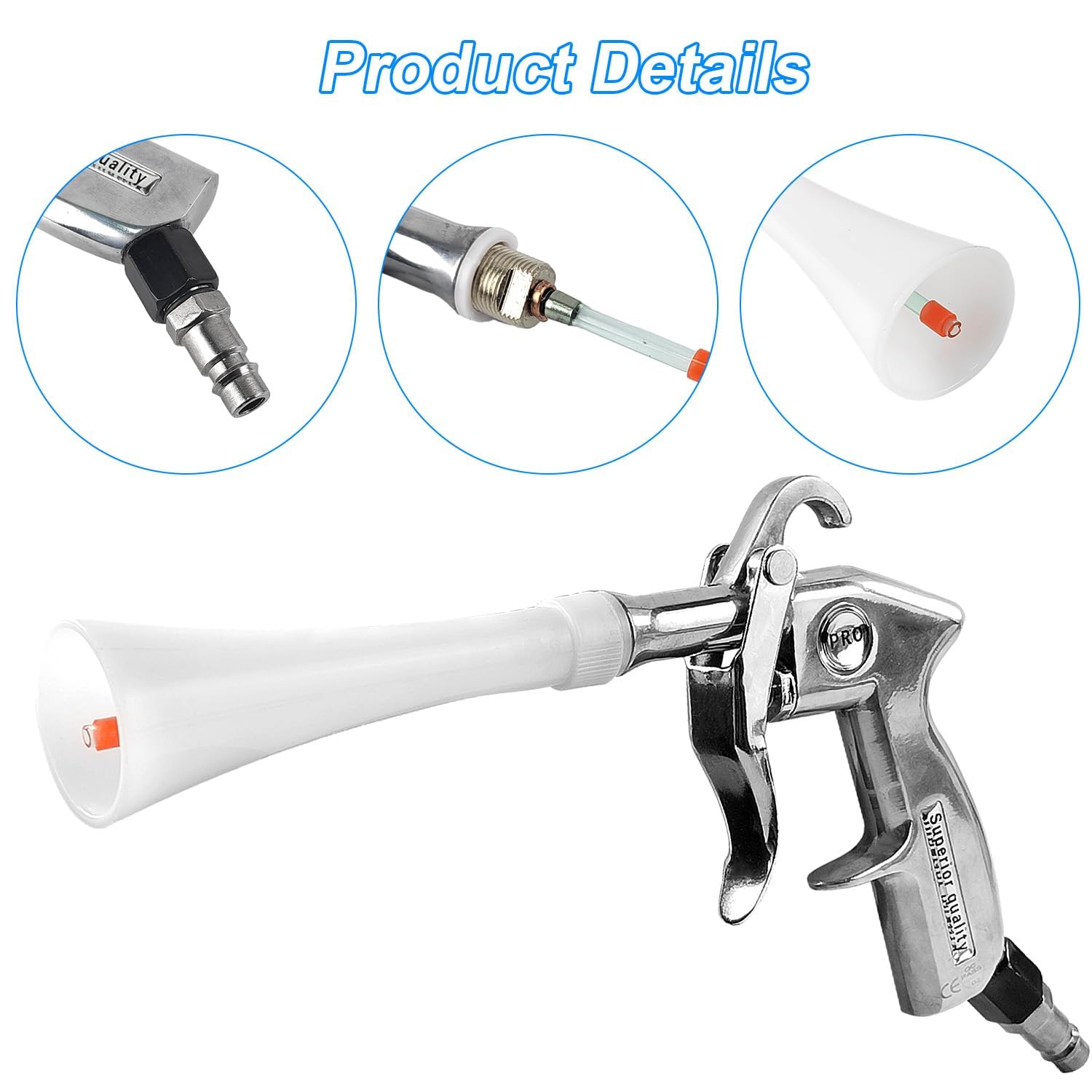 Pistola Ad Aria Compressa - 6-9.2 Bar Con 5 Tubi | Lega Alluminio Per Pulizia Auto E Pavimenti - Foto 9