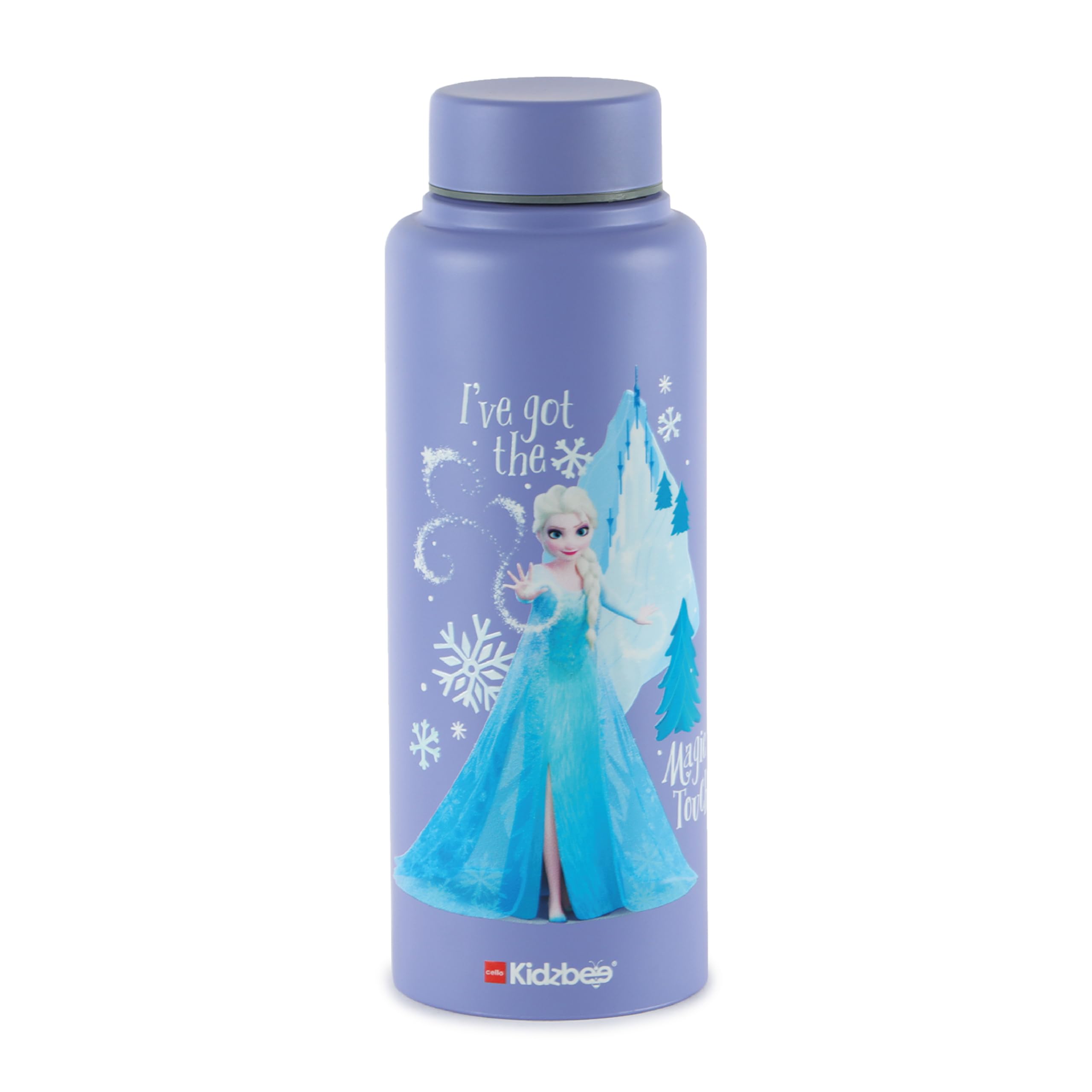CELLO Kidzbee Vortex 3D Elsa Print Stainless Steel Water Bottle 700 ml, Blue | ISI Certified, Single Wall, 3D Touch & Feel Elsa Design | Freezer & Fridge Safe Stainless Steel Water Bottle for Kids-image-41