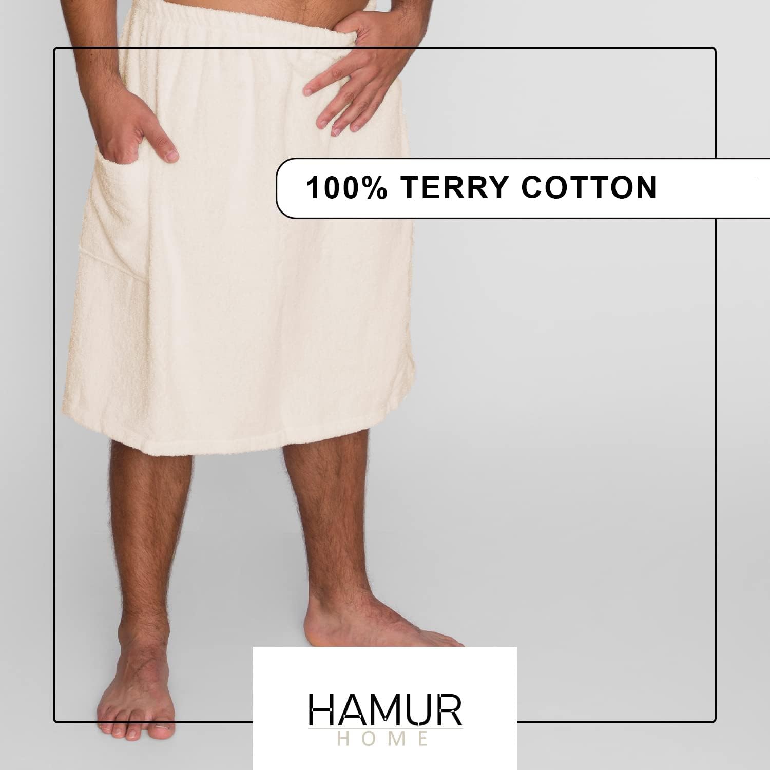 Kilt Da Sauna Per Uomo - 100% Cotone, Taglia Unica, Grigio, Con Tasca E Bottoni - Foto 8