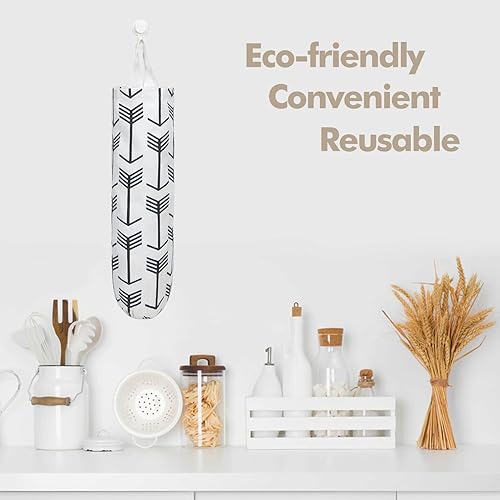 Miniatura 7 de Soporte para bolsas de plástico, soporte para bolsa de comestibles lavable, organizador de bolsas de plástico para montaje en pared, dispensador de