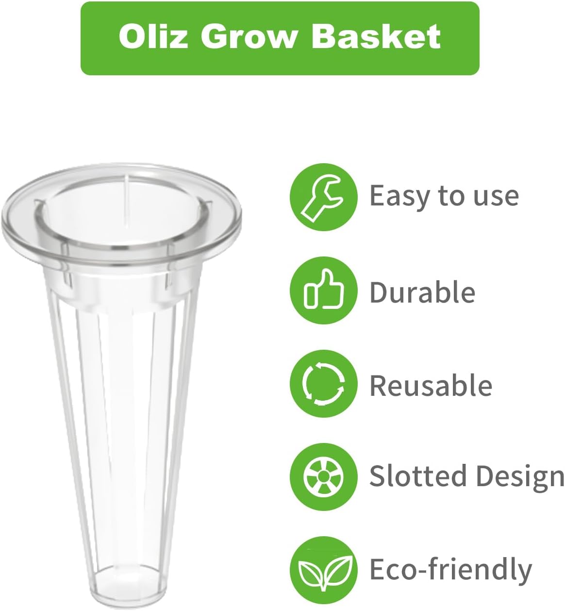 Oliz 50 Pack Hydroponic Grow Baskets with 51PCS Seed Pod Labels Stickers, Replacement Garden DIY Accessories for Most Hydroponic Growing System
