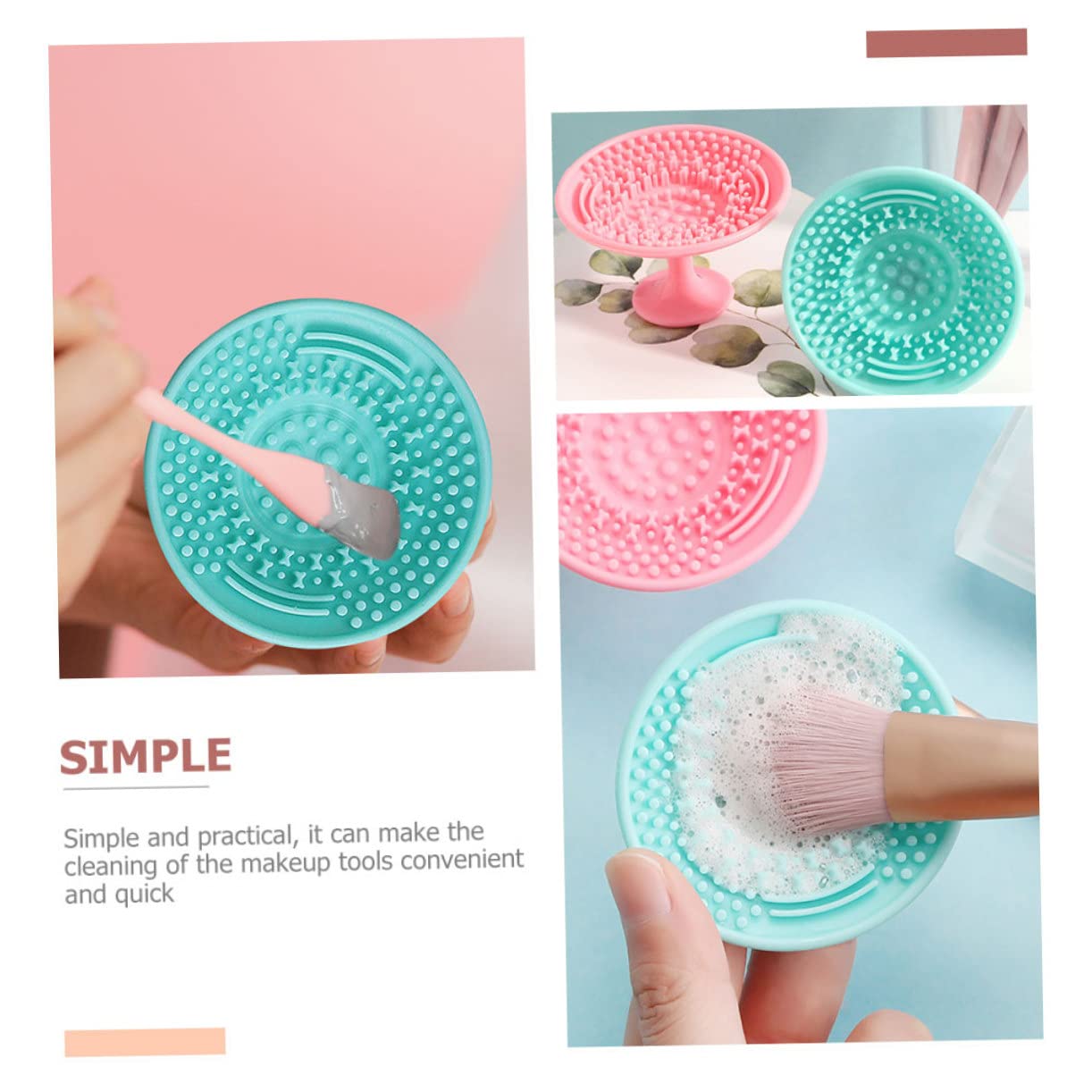 FRCOLOR 24pezzi Tappetini Silicone Per Pulizia Pennelli Trucco Strumento Maneggevole Per Lavare Accessori Cosmetici Per Ombretti e Sopracciglia