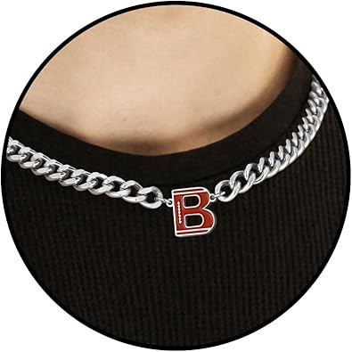 Football Necklaces for Boys Stainless Steel Initial Necklace with Letter A-Z 6.5mm Cuban Chain Gifts for Him Boys Men Teens 16+2 Inches