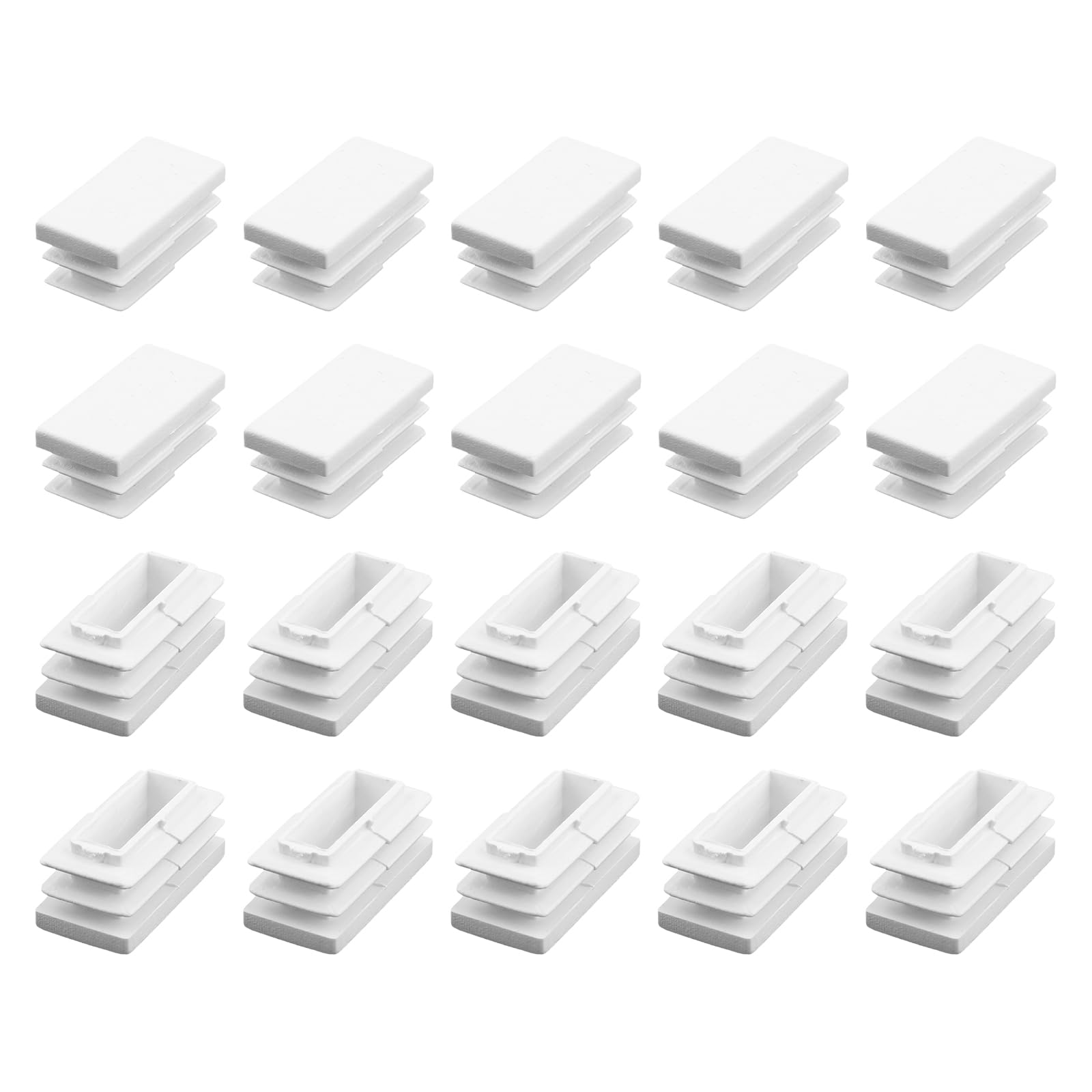 METALLIXITY Rectangle End Caps (30 x 15mm) 20Pcs, Plastic Rectangle Tube Inserts Threaded End Blanking Caps Protector