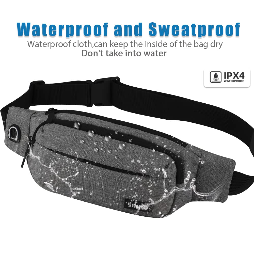 SINNO Große Bauchtasche für Männer und Frauen mit 4 Reißverschlusstaschen, wasserdicht, Geschenke für Laufen, Sport, Workout, Wandern, Reisen, modische Umhängetasche, Geldbörse, für alle Handys