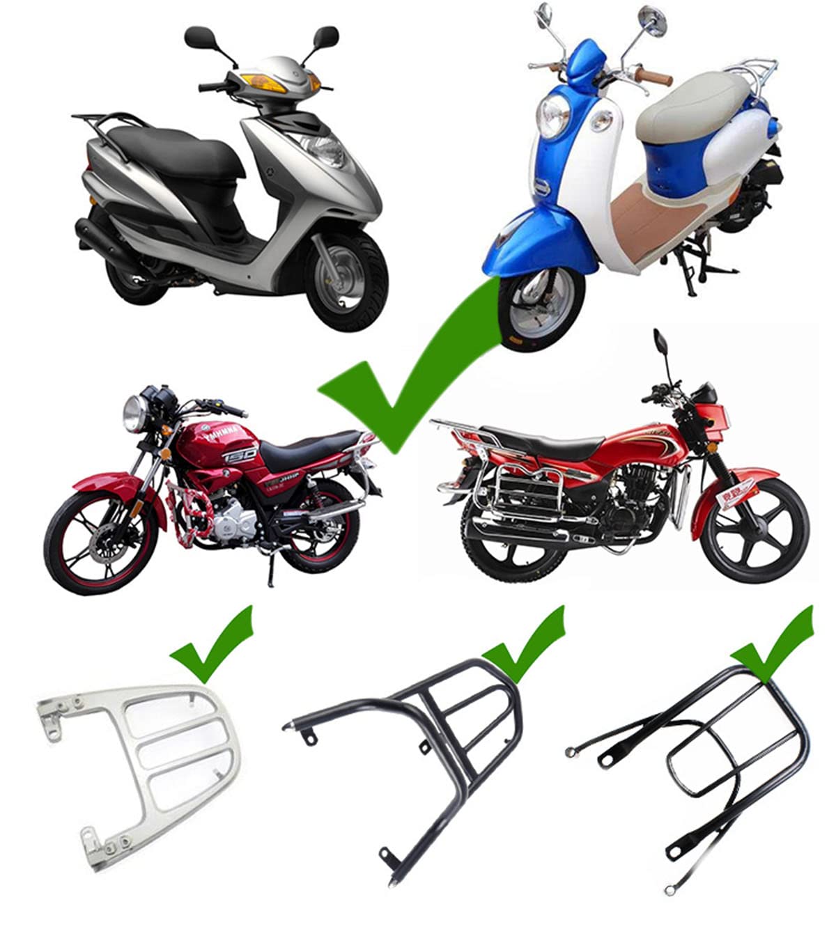 Skrzynia motocyklowa, uniwersalna walizka na skuter z tylną skrzynką na wycieczki motocyklowe z ergonomicznym oparciem i systemem szybkiego zwalniania, górny zamek do przechowywania bagażu