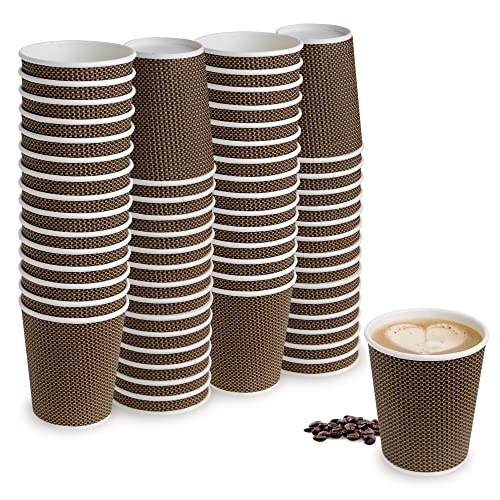 STACKABLES 60 Stück dreischichtige Pappbecher mit 237 ml Fassungsvermögen, dunkelbraune Pappbecher für Tee, Kaffee, Party, Hochzeit, Jahrestag, Geburtstag (60 Stück, 8 Unzen) Cover