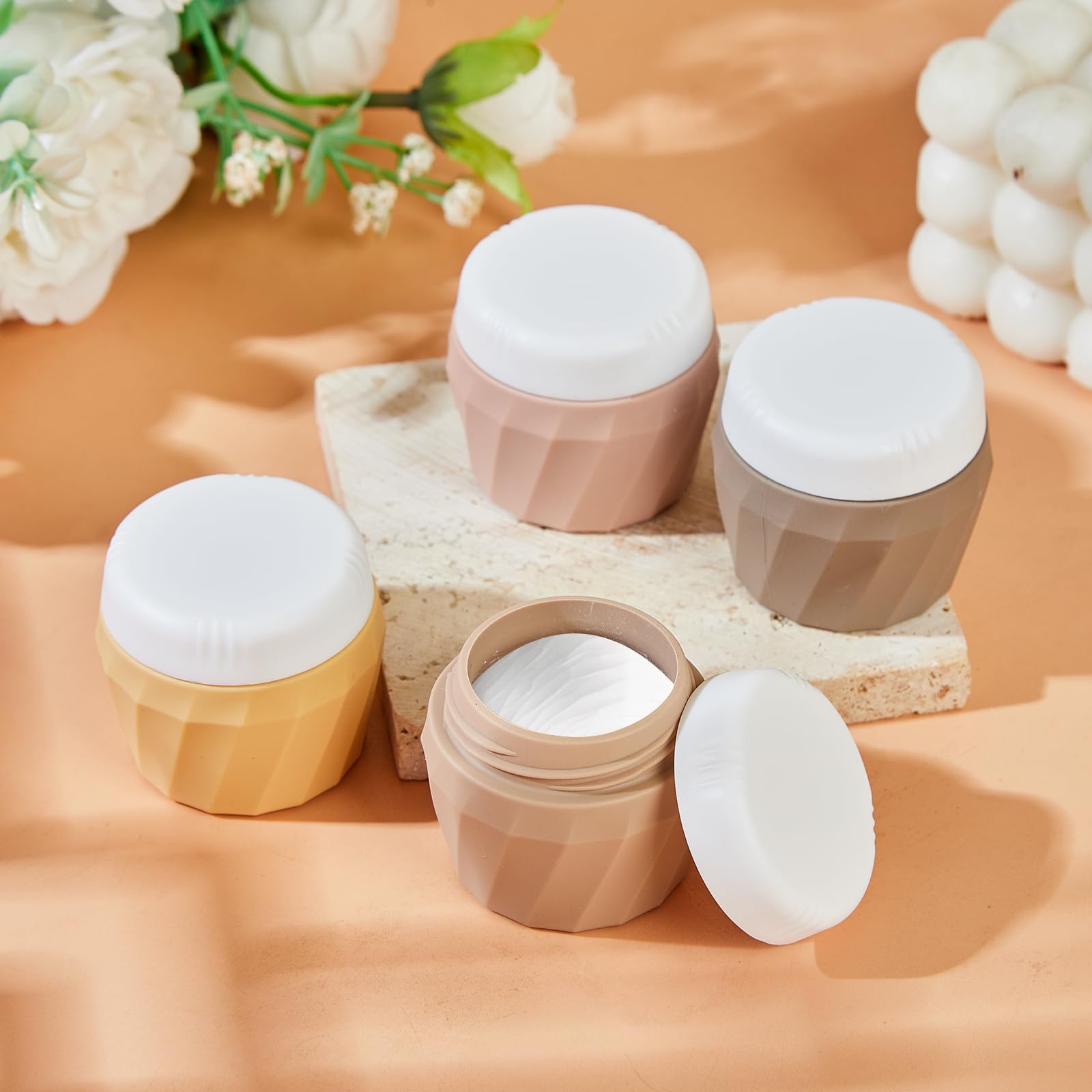 Silevoler Travel Containers for Toiletries, Premium Silicone Cosmetic Cream Jars, TSA Approved Leak-Proof Refillable Travel Size Toiletries with Clear Bag for Cosmetic Face Body Cream 3