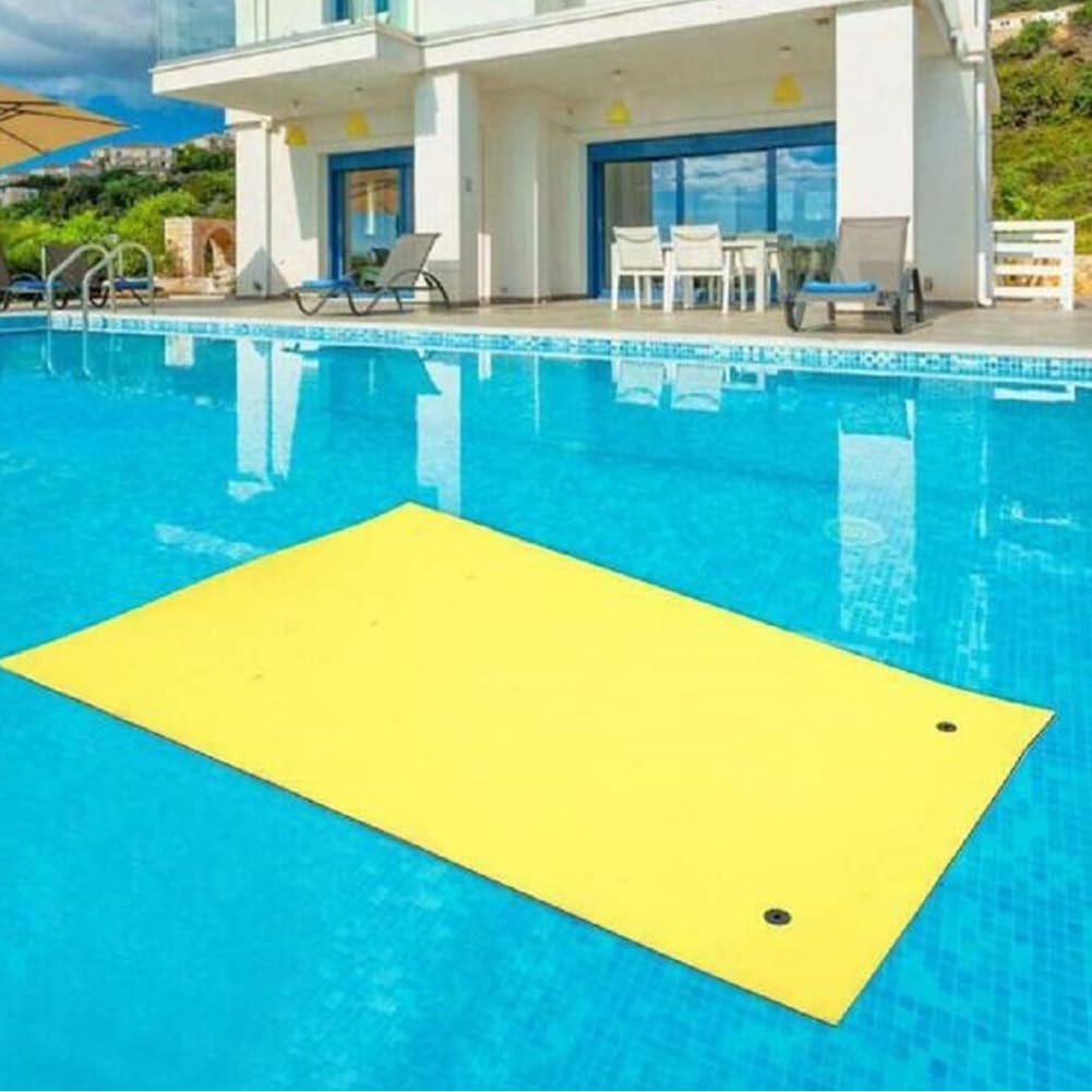 Tapis d'eau flottant en mousse XPE indéchirable, design à 3 couches avec sangle élastique pour lac, plage, océan et piscine, parfait pour s'amuser au soleil