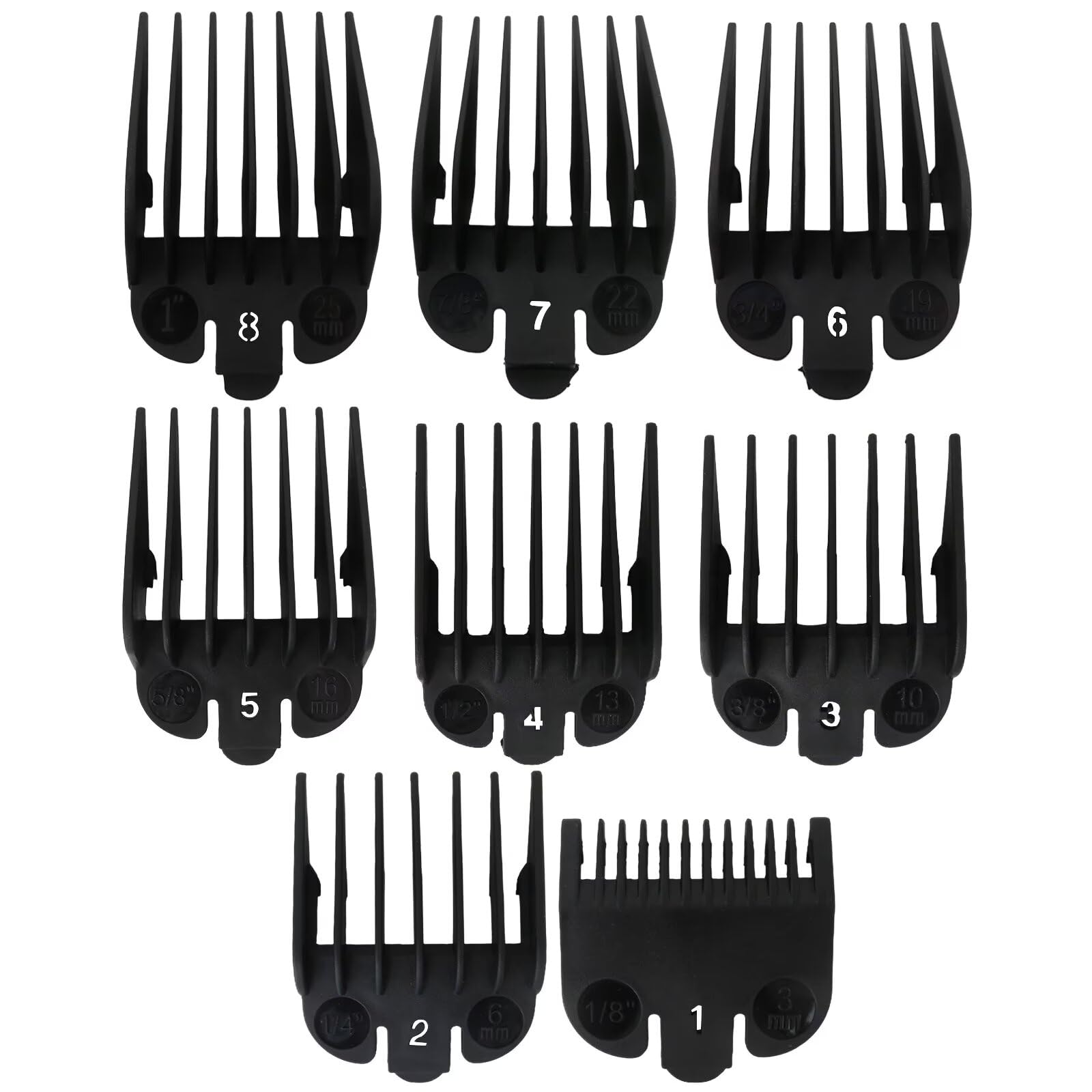 Suifaqi Professional Hair Clipper Guide Combs Set, 8 Sizes Coded Cutting Guides-1/8