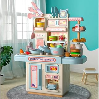 مجموعة ألعاب مطبخ رائعة أطفالي مع الإكسسوارات، ألعاب مائية مع منفذ مياه، موقد طبخ وضوء صغير، هدية لعبة مطبخ صغيرة (36T-1) اللون (قد تختلف الألوان)