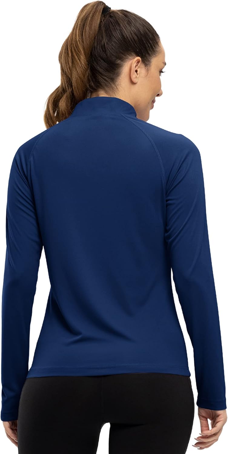 BASUDAM Women's Workout Shirts Quick Dry UPF 50+ Sun Protection Long Sleeve Quarter Zip Pullover Athletic T-Shirts - Image 2