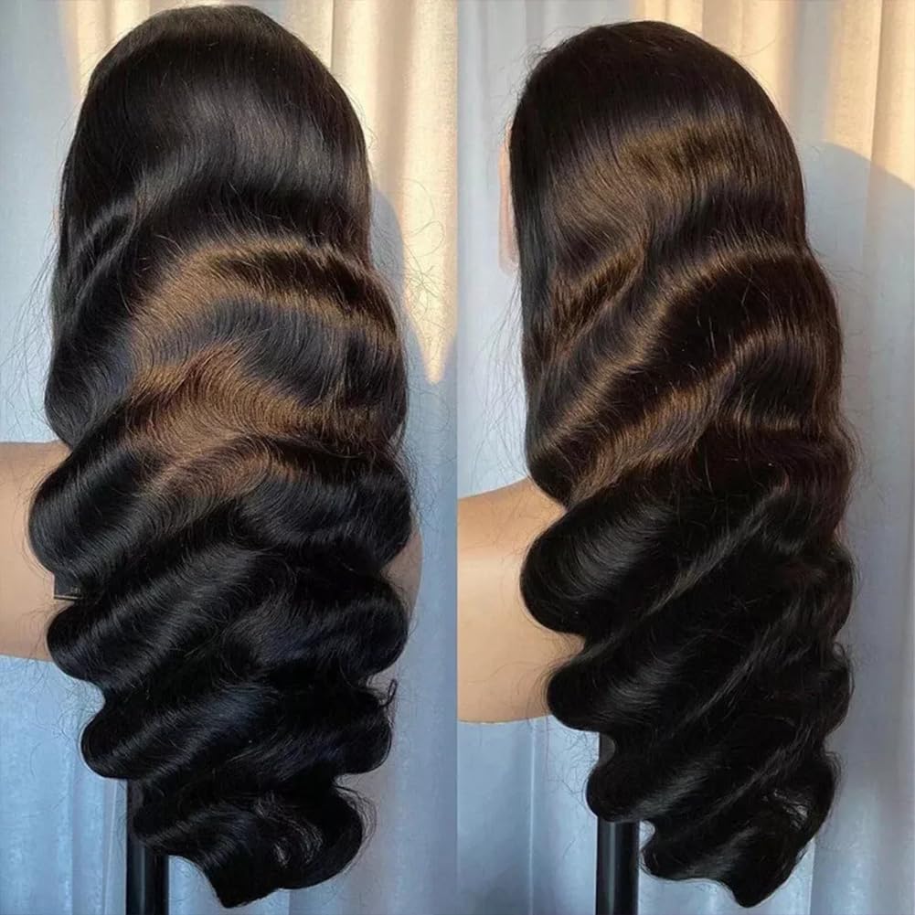 DAFIY 30 Inch 13x6 Lace Front Wigs Human Hair 200% Density Body Wave HD Lace Front Wigs Human Hair Pre Plucked Natural Color Glueless Wig 100% Virgin Lace Front Wigs for Women