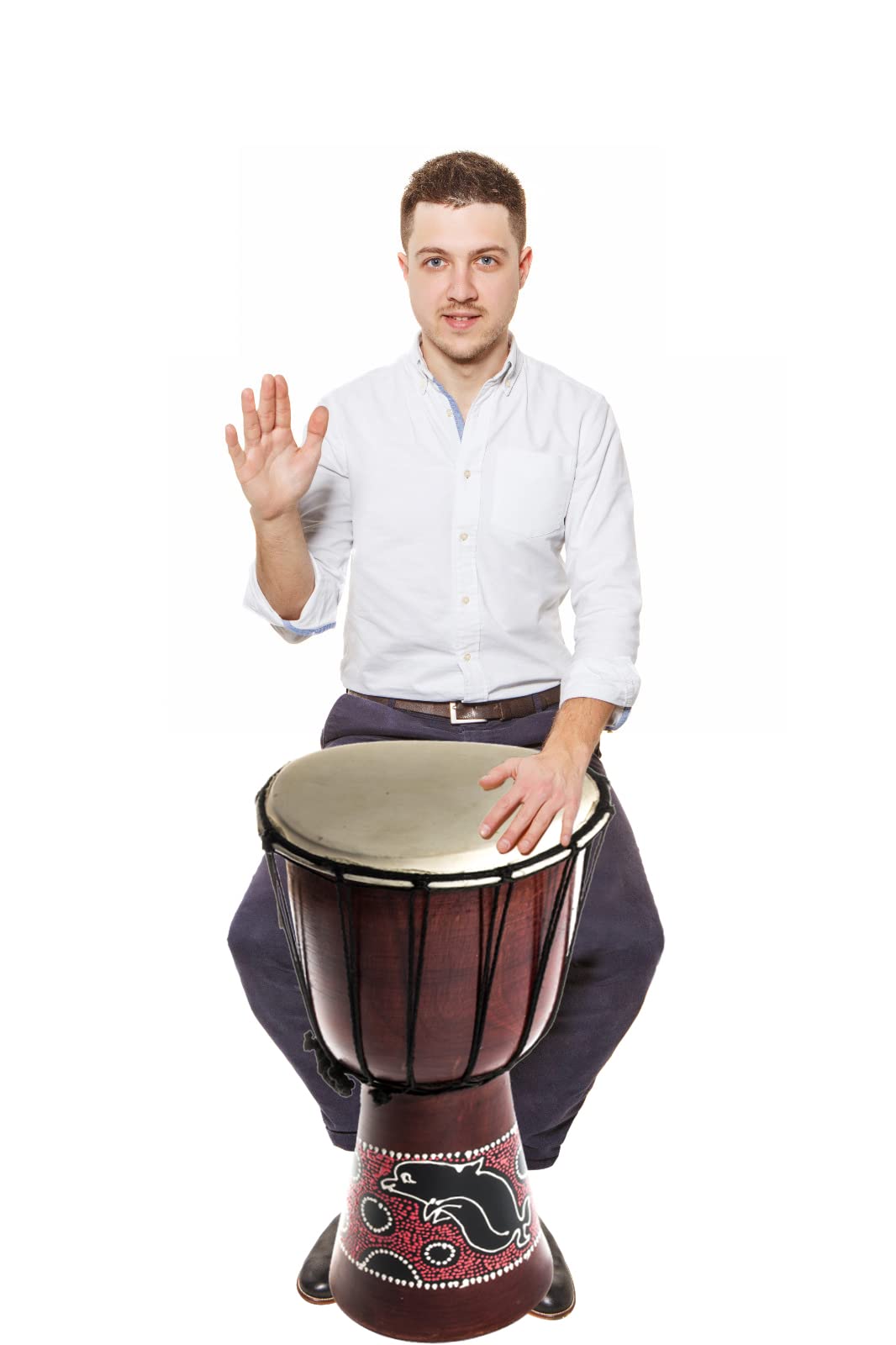 60cm Djembe Trommel Bongo Holztrommel Drum Darbuka Delfin Handarbeit