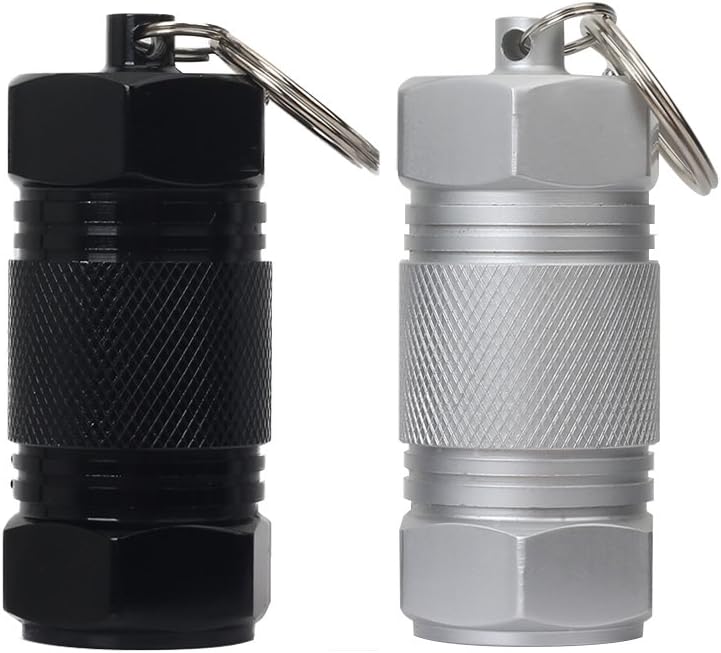 Shintop 2PCS High Capacity Aluminum Container Keychain Waterproof Pill Container