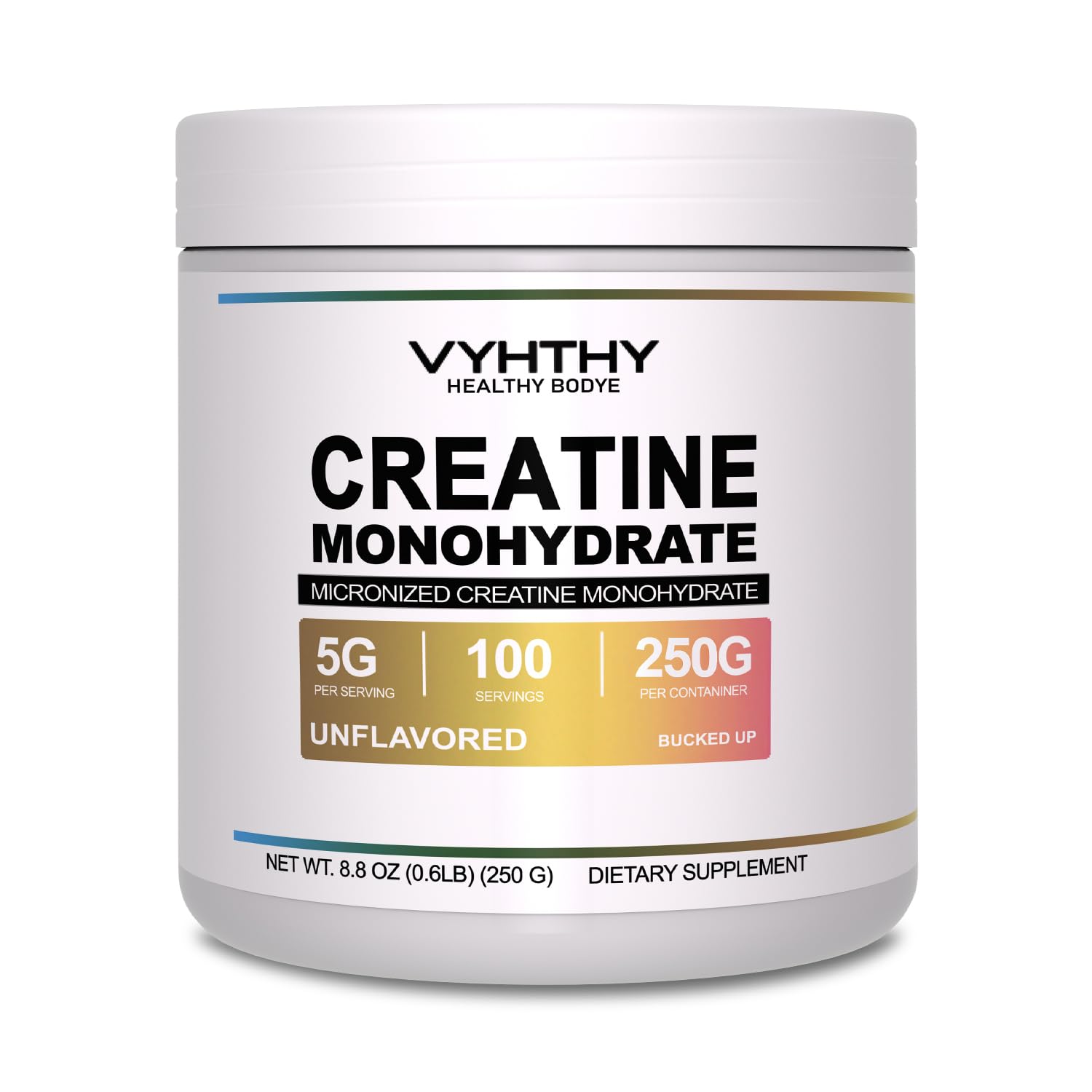 VYHTHY -Micronized Creatine Monohydrate, Amino Acid Powder - Support Muscles, Cellular Energy and Cognitive Function* - Gluten-Free, Unflavored-50 Servings-250 Grams