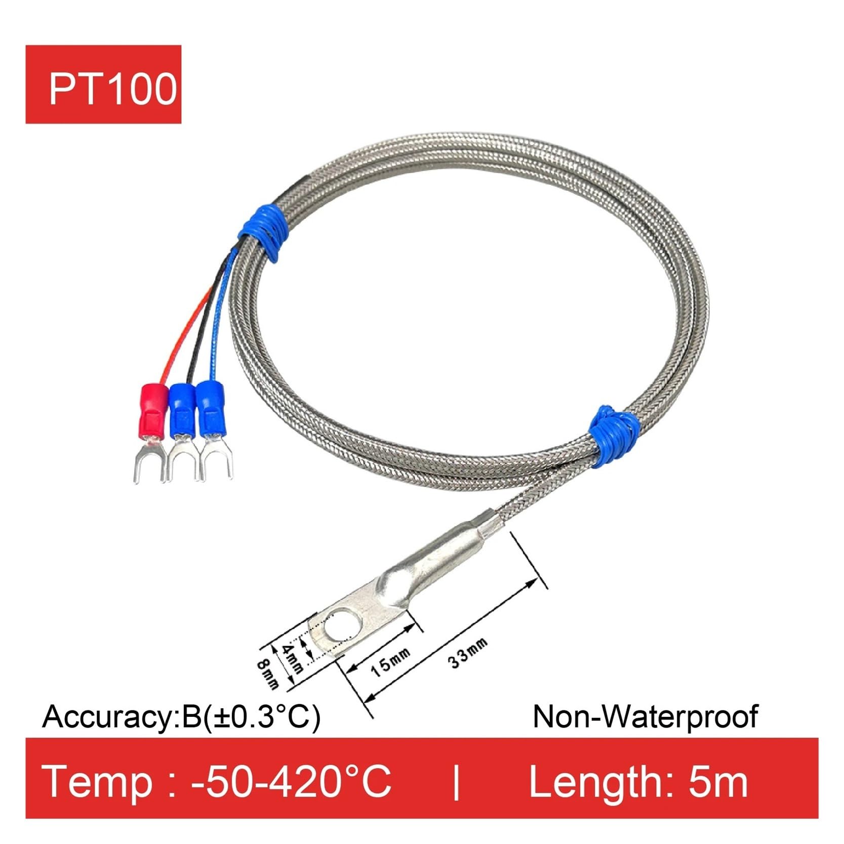 Sensor de temperatura PT100 Sonda de temperatura de montaje en superficie impermeable(PT100-B-H-6M)