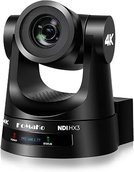 FoMaKo K300N 4K HDMI PTZ Camera NDI HX3, AI Auto-Tracking Gen 3, 20X Optical Zoom, USB3.0 LAN HDMI NDI PTZ Camera 4K for Church Worship Education Conferences,NDI License Included,
