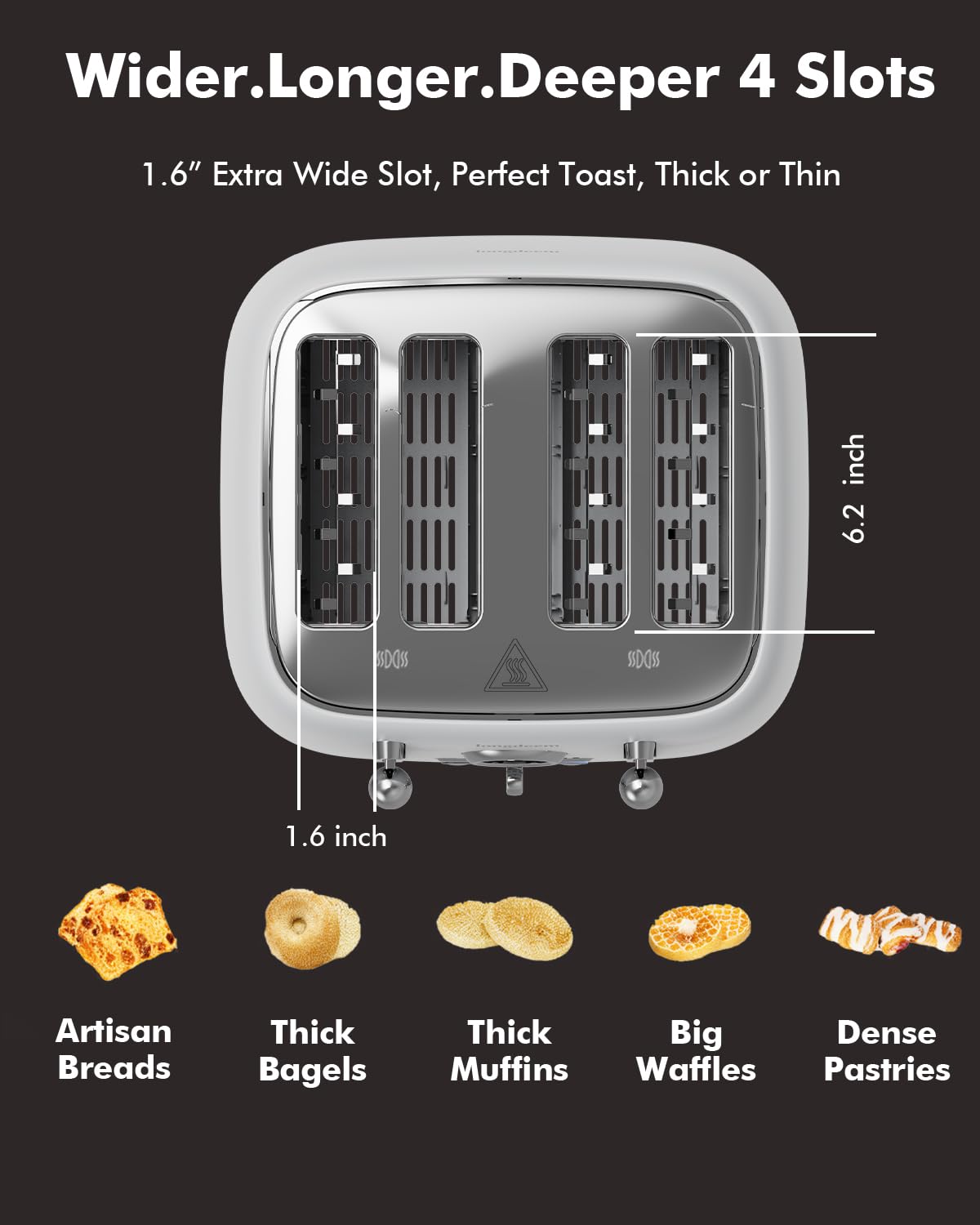 Amazon.com: LONGDEEM 4-Slice Stainless Steel Toaster with 1.6