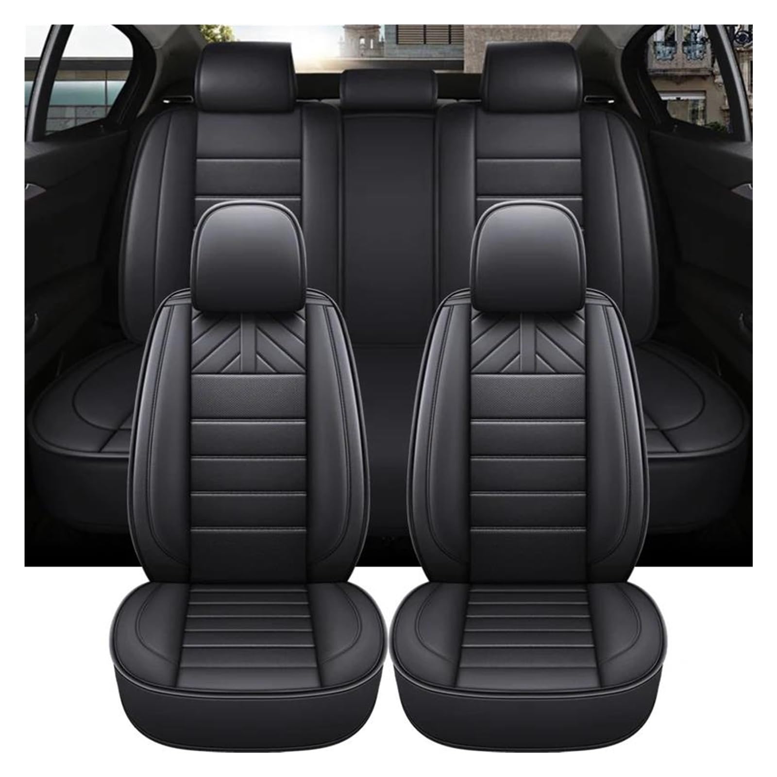 Coussin de siège de voiture anti-tache en cuir pour Peugeot 206 207 (Ensemble complet)