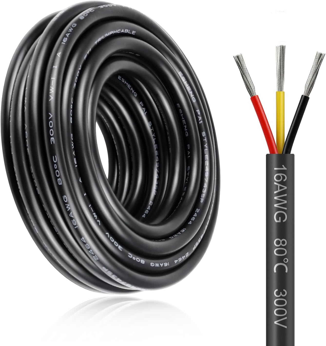 10M/32.8ft 3 * 1.5mm² Electric Cable, 16AWG Electrical Wire, 5V/12V/24V Low Voltage Extension Cable, 3 Core Outdoor Landscape Lighting Tinned Copper Wires, Flexible High Temperature Resistant Wire