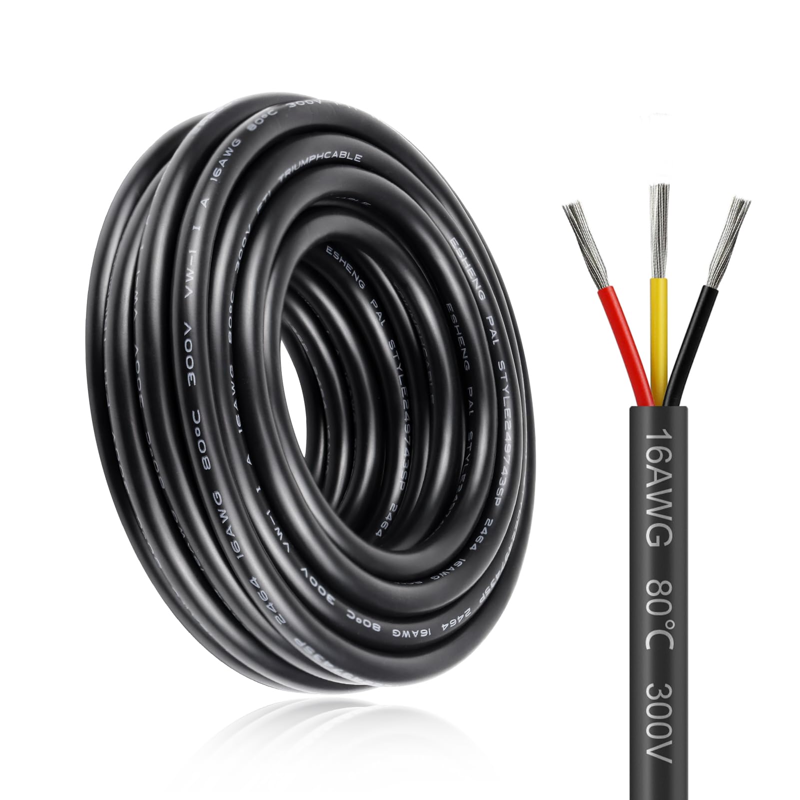 10M/32.8ft 3 * 1.5mm² Electric Cable, 16AWG Electrical Wire, 5V/12V/24V Low Voltage Extension Cable, 3 Core Outdoor Landscape Lighting Tinned Copper Wires, Flexible High Temperature Resistant Wire