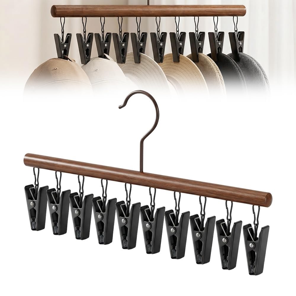 Space Saving Closet Organizer with 10 Clips - Heavy-Duty Metal Hanger for Jeans, Scarves, Socks, Hats & Accessories Light Luxury Appeal