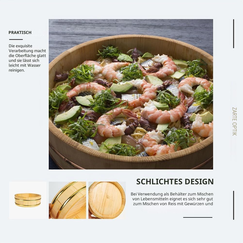 UPKOCH Japanisches Sushi Reis Fass 22Cm Aus Holz Für Sushi Reis Mischen Und Aufbewahrung Küchenhilfe Für Zuhause Und Restaurant