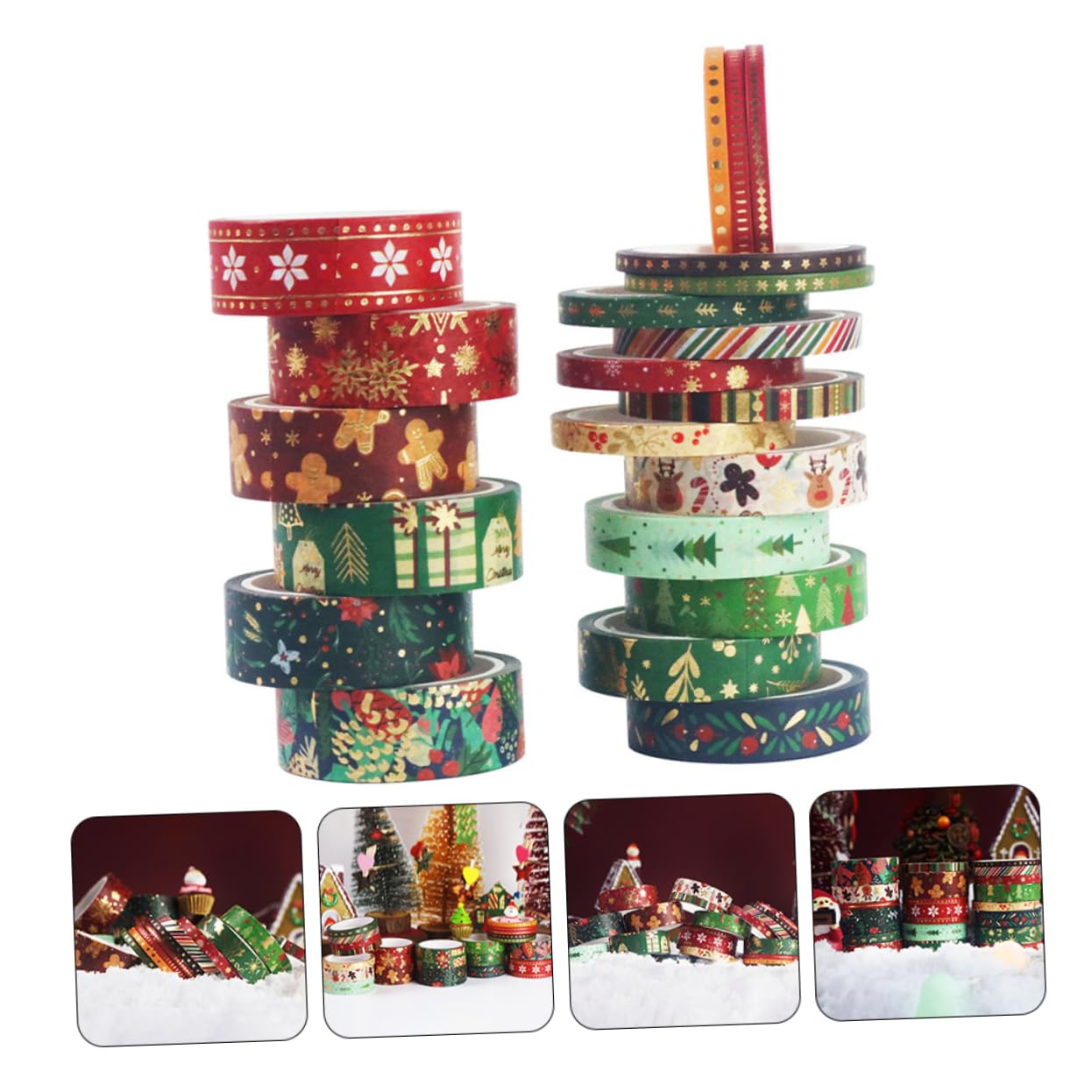 DOITOOL 3 Sätze Weihnachtsdesign Washi Tapes Dekorative Klebebänder Für Notizbücher Diy Projekte Und Geschenkverpackungen Festliche Aufkleber Für Kreative Bastelideen 21 Rollen * 3