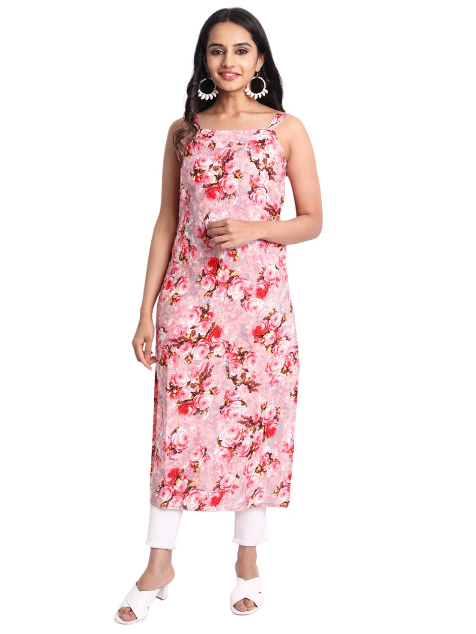 Patlani Women's Crepe Full Stitched Kurti. Light Pink