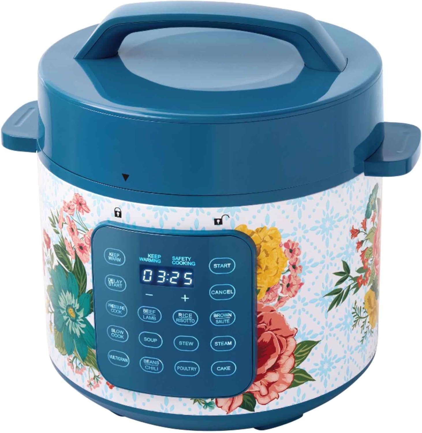 Fancy Flourish 6-Quart Pressure Cooker with Touch Control Display (blue) slow cooker,Steam,Rice,Smart recipes