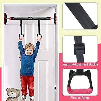 Kids Gymnastic Rings, Pull Up Rings Children Climbing Swings With Adjustable Buckle Rope Strap Indoor Hand Hanging Ring, Non-Slip Trapeze Swing Bar For Children Home Fitness Gym Training Exercise