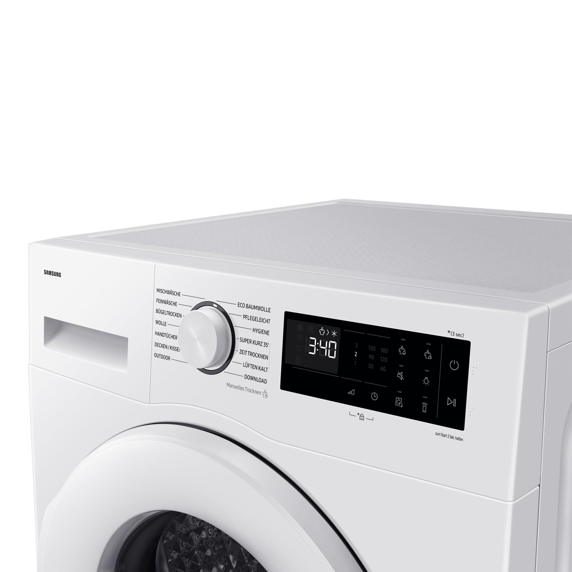 Samsung DV5000D Wärmepumpentrockner 9 kg EEK C LED-Display Optimal Dry SmartThings-App Hygiene-Programm Air Refresh Weiß