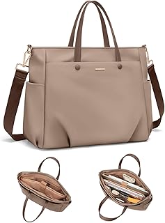 GOLF SUPAGS Laptop Tote Bag 15 Inch, Computer Shoulder Bag Large Work Tote Bag for Women, Laptop Carrying Case Stylish Handbag for Business Travel (Champagne)