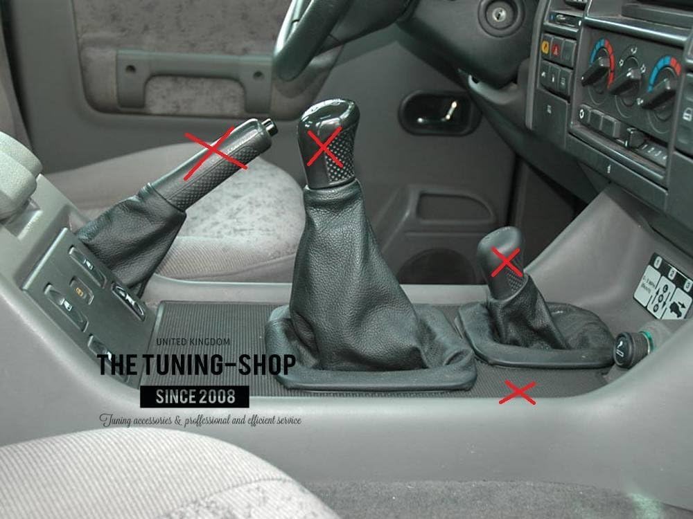 Ltd Fits Land Rover Discovery Series 1 (1995-1998) Or Series 2 (1999-2004) Set of 3 Gaiters Custom Made Boots Black Genuine Italian Leather with Black Stitching