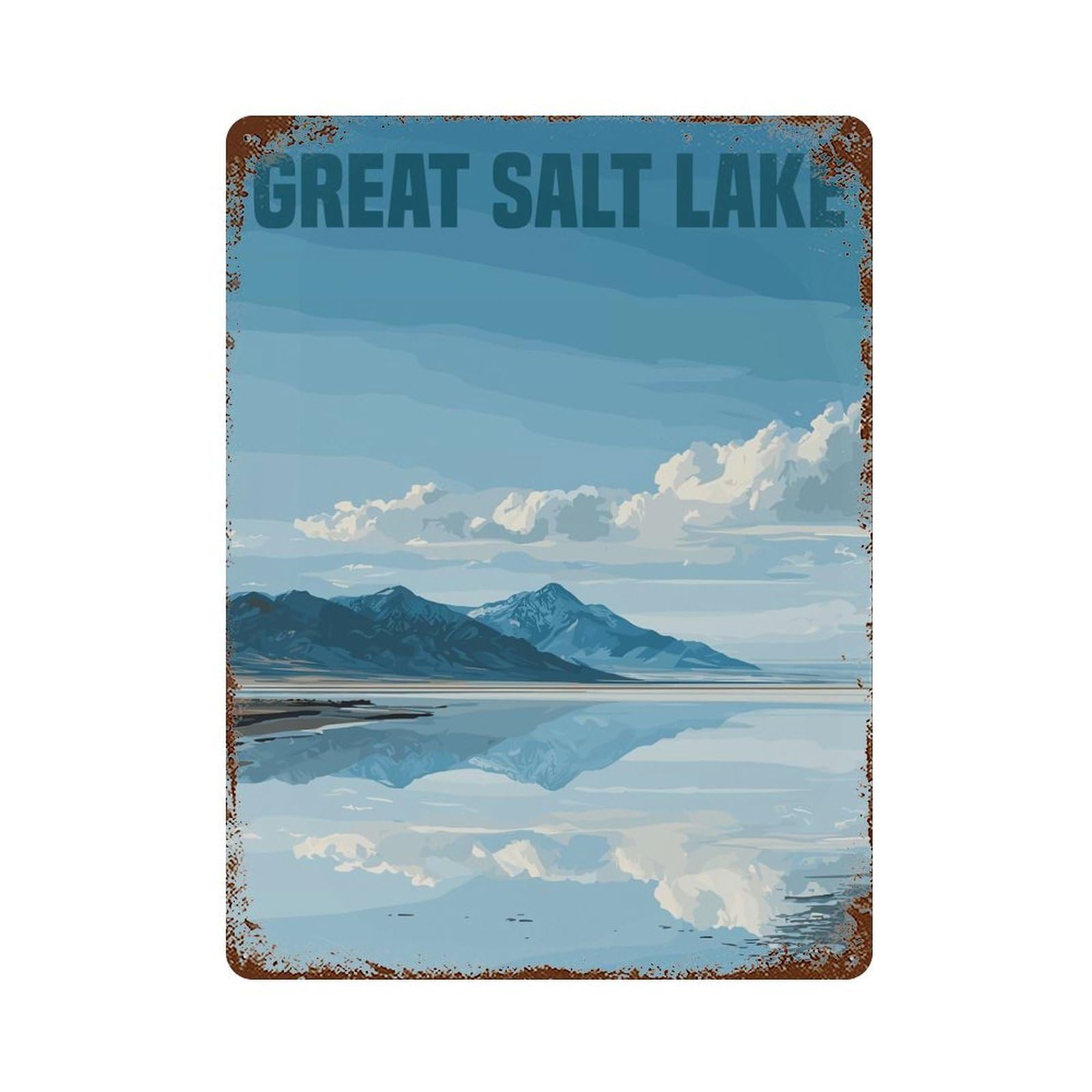 Great Salt Lake Rust Effect Tin Sign 15.7"x11.8", for Farmhouse, Kitchen And Entryway Decor, Decorative Metal Wall Art