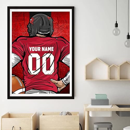 Miniatura 8 de Weadatty Pintura de diamantes de fútbol personalizada con nombre y número, pintura personalizada de camiseta para fanáticos de los deportes, arte de