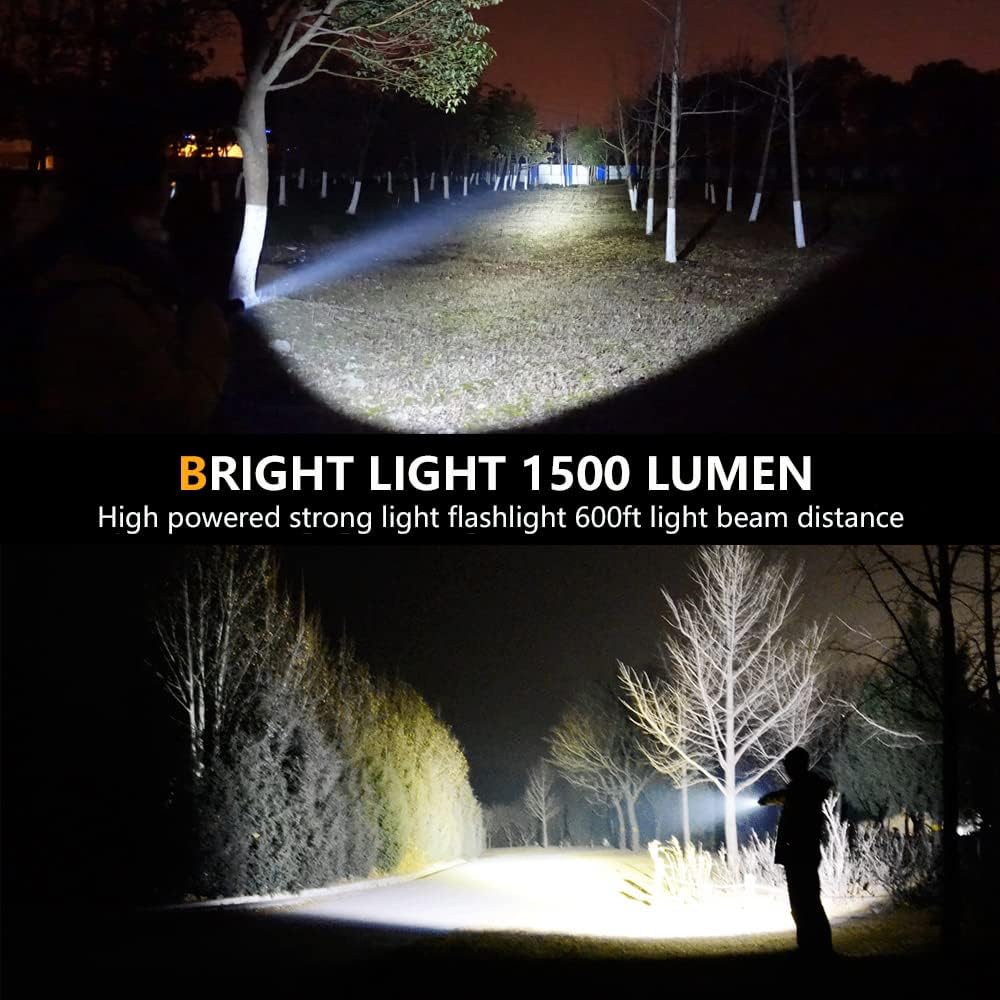Rechargeable Tactical Flashlights 1500 Lumen Magnetic Flashlight with SideLight, Super Bright LED Tactical Flashlight IP65 Waterproof Zoomable for Emergency, Camping (Battery Include) : Tools & Home Improvement