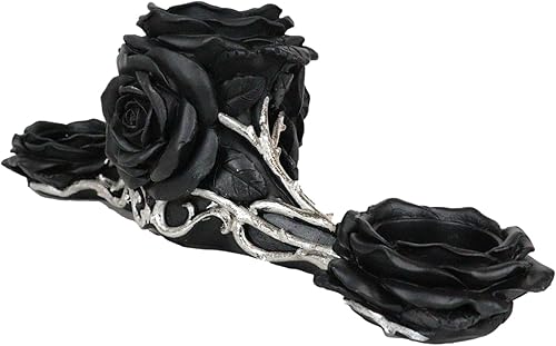 Miniatura 2 de Ebros Gift Gótico Barroco Victoriano Rosas Negras Vines Triple Votiva Vela Vela Titular Estatuilla Decorativa
