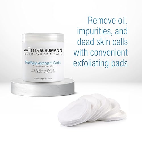 Miniatura 2 de Wilma Schumann Almohadillas astringentes purificadoras para rostro, almohadillas exfoliantes de la piel con ácido salicílico, paquete de 60