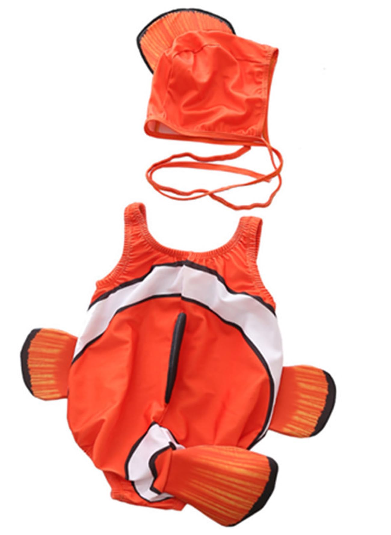 Ryuits Baby Toddler One-Piece Swimsuit, Infant Swimwear for Boys Girls Clownfish Bathing Suit with Hat, 6-12 Months