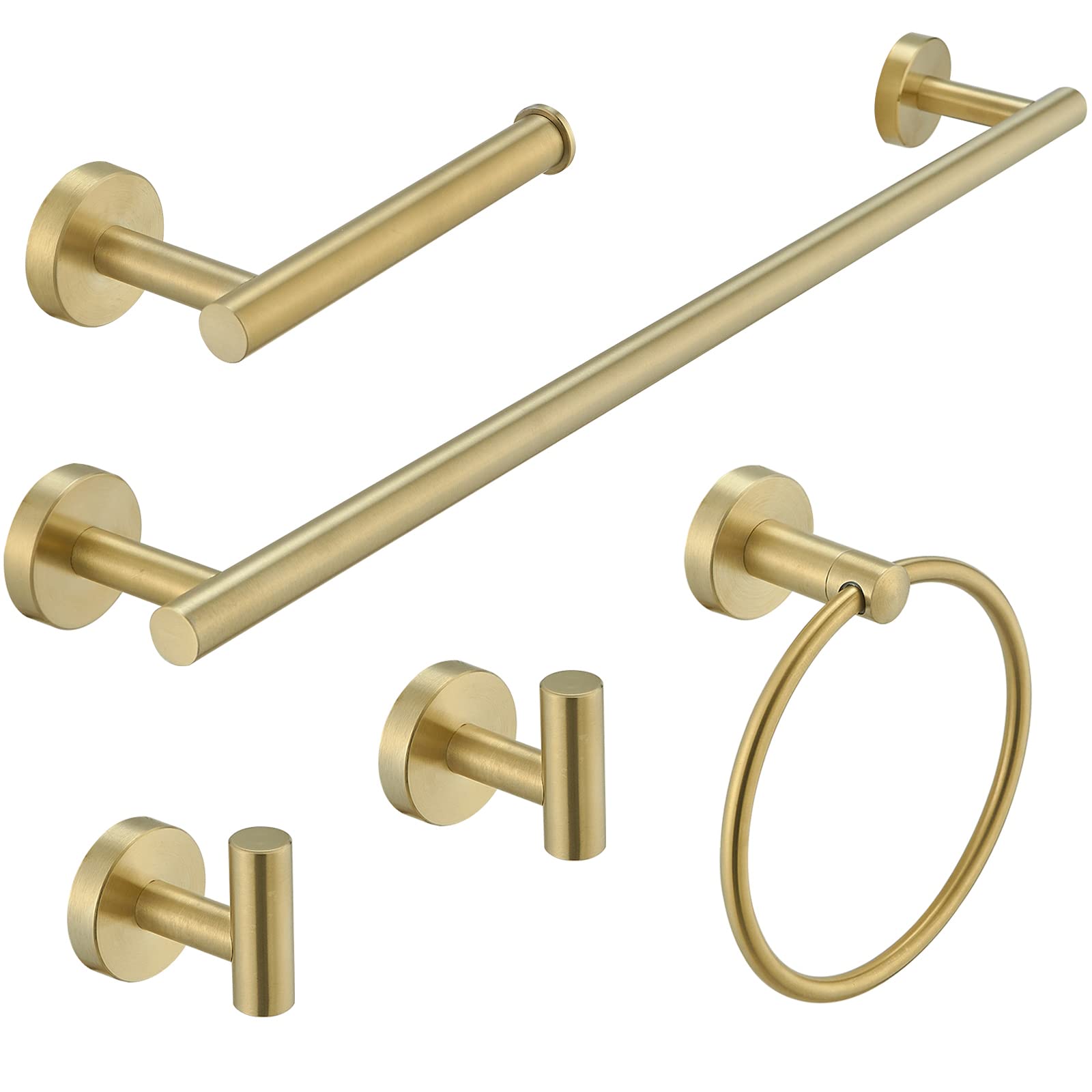 Photo 1 of *INCOMPLETE****Bathroom Towel Bar Holder Sets, 5-Piece Towel Ring Bathroom Hardware Set, Stainless Steel Bath Accessories Kit Wall Mounted(Brushed Gold) 5 Piece Towel Ring Set Brushed Gold