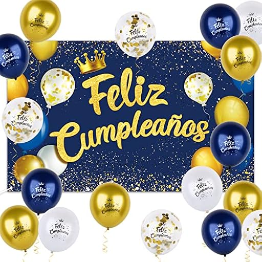 Pancarta Grande Feliz Cumpleaños Español + 12pcs Globos para Decoración Fiesta Cumpleaños Cartel Azul | Ya disponible en tu tienda friki favorita! En mundofriki.es!