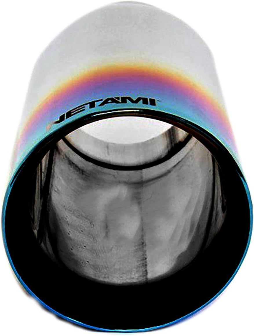 NETAMI 3" to 4" Exhaust Tip Stainless Steel Dual Wall Blue Burnt Tip 3"x4"x12" Weld-on