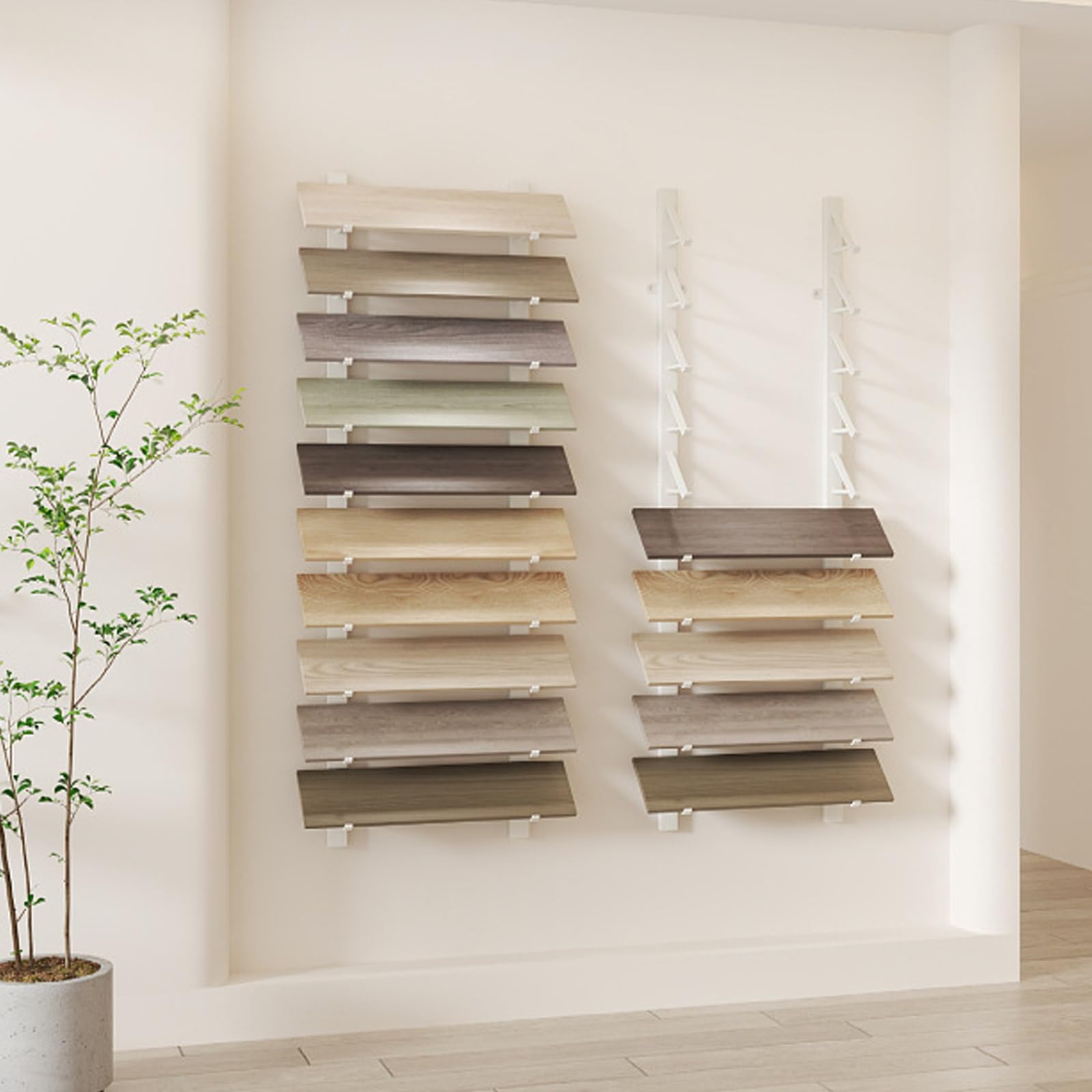 Rangement multi-rangées pour skateboard et carrelage mural pour un intérieur épuré