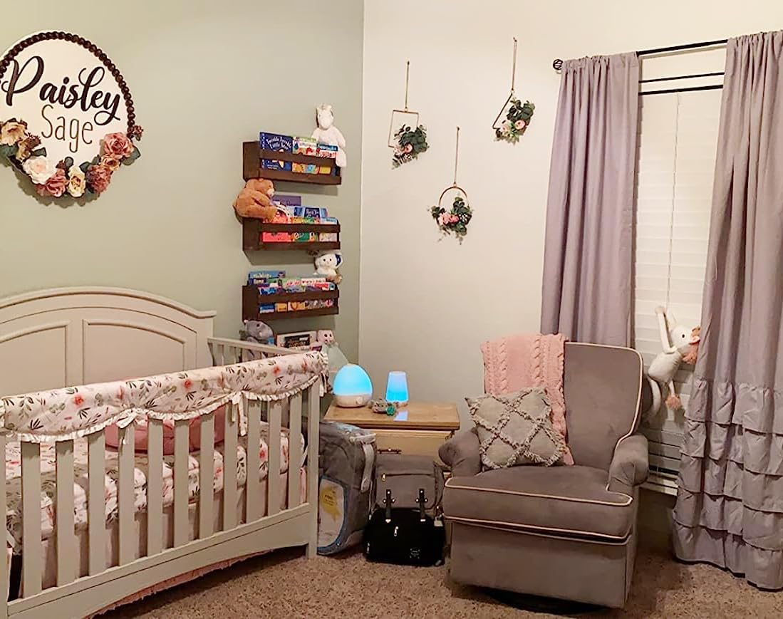 Fermus Floral Hoop Wreaths Set of 3 Artificial Flower Hanging Wall Hoop Garland with Pink Clematis Tea Rose Flowers and Green Eucalyptus Leaves for Wedding Nursery Wall Decor