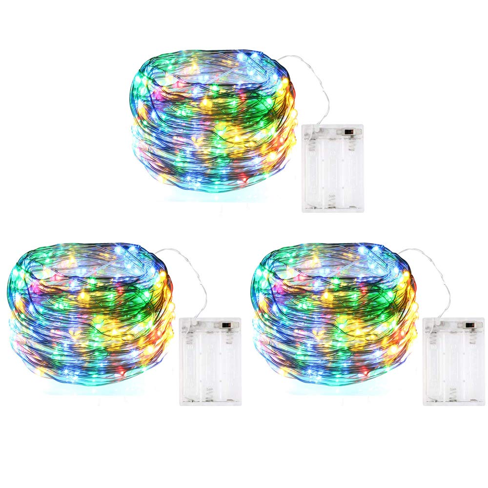 BOLWEO Battery Powered Fairy String Lights,Christmas Tree Indoor Outdoor Decoration Lights,10ft Copper Wire / 3M 30 LEDs, 3 Packs, Multi Color — image 1
