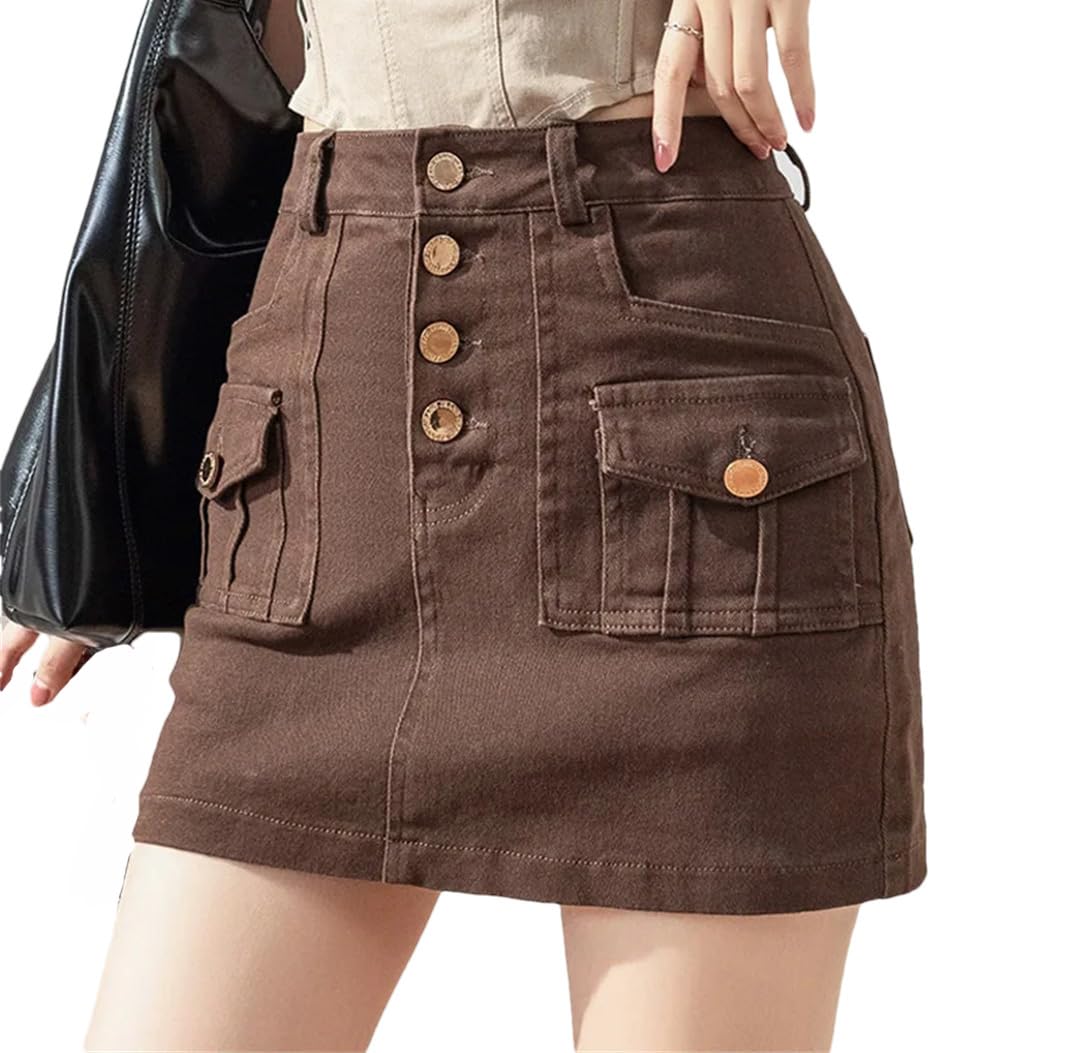 Gonne corte avvolgenti da donna a vita alta slim A-line