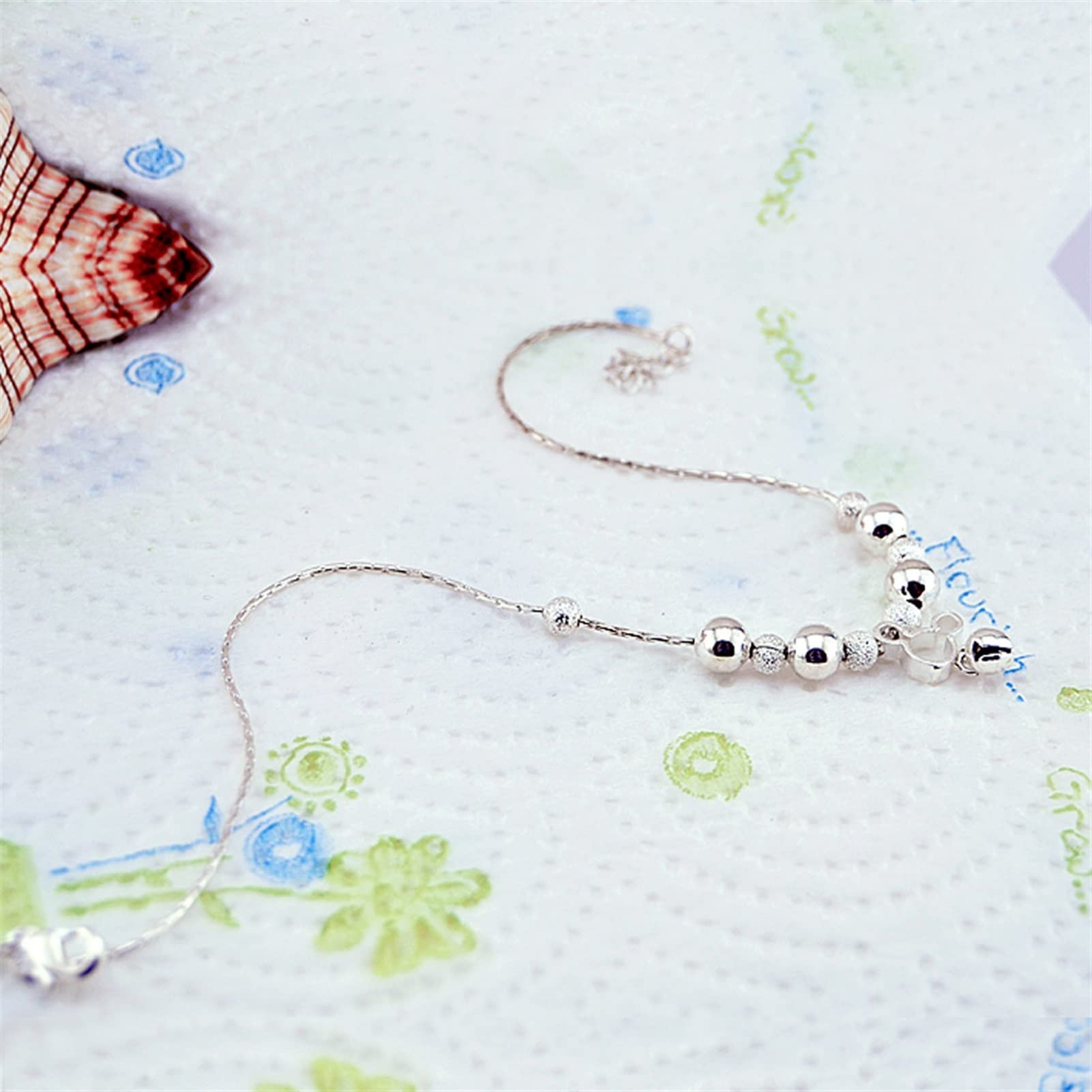 Fußkettchen/Fußkettchen Niedlicher Schmuck 925 Sterling Silber Fußkettchen Damen Fuß Sommer Strand Barfuß Sandalen Armband Knöchel am Bein Knöchelarmbänder